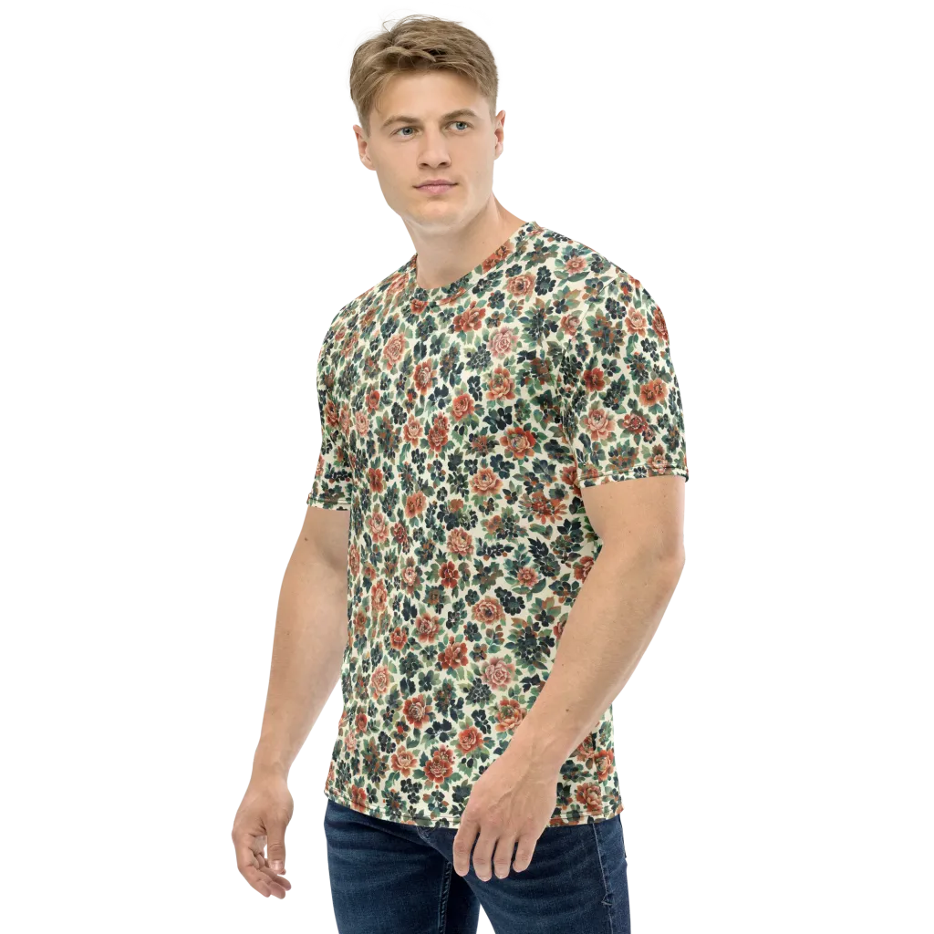 Twilight Rose Garden on Men's Crew Neck T-Shirt — Left