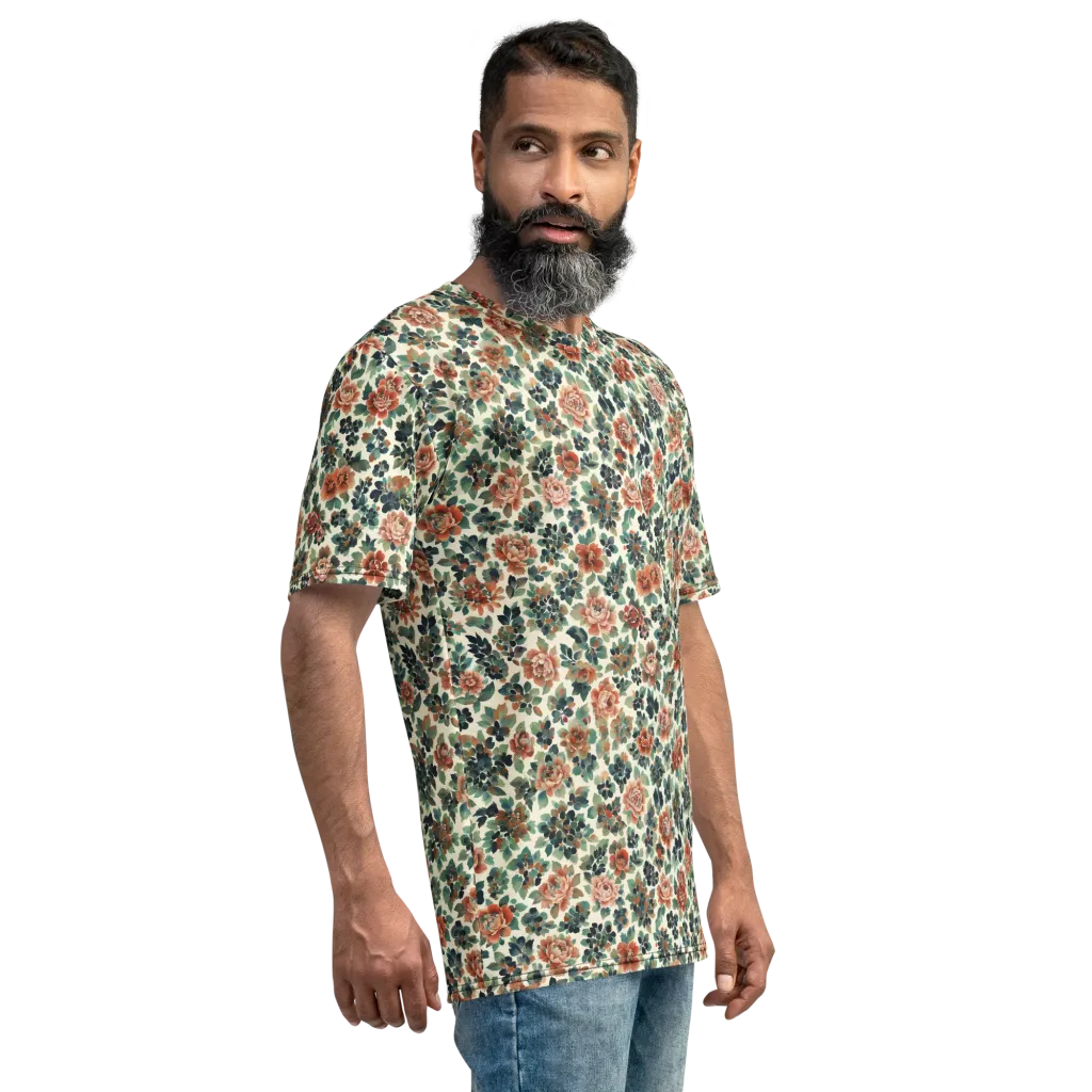 Twilight Rose Garden on Men's Crew Neck T-Shirt — Right