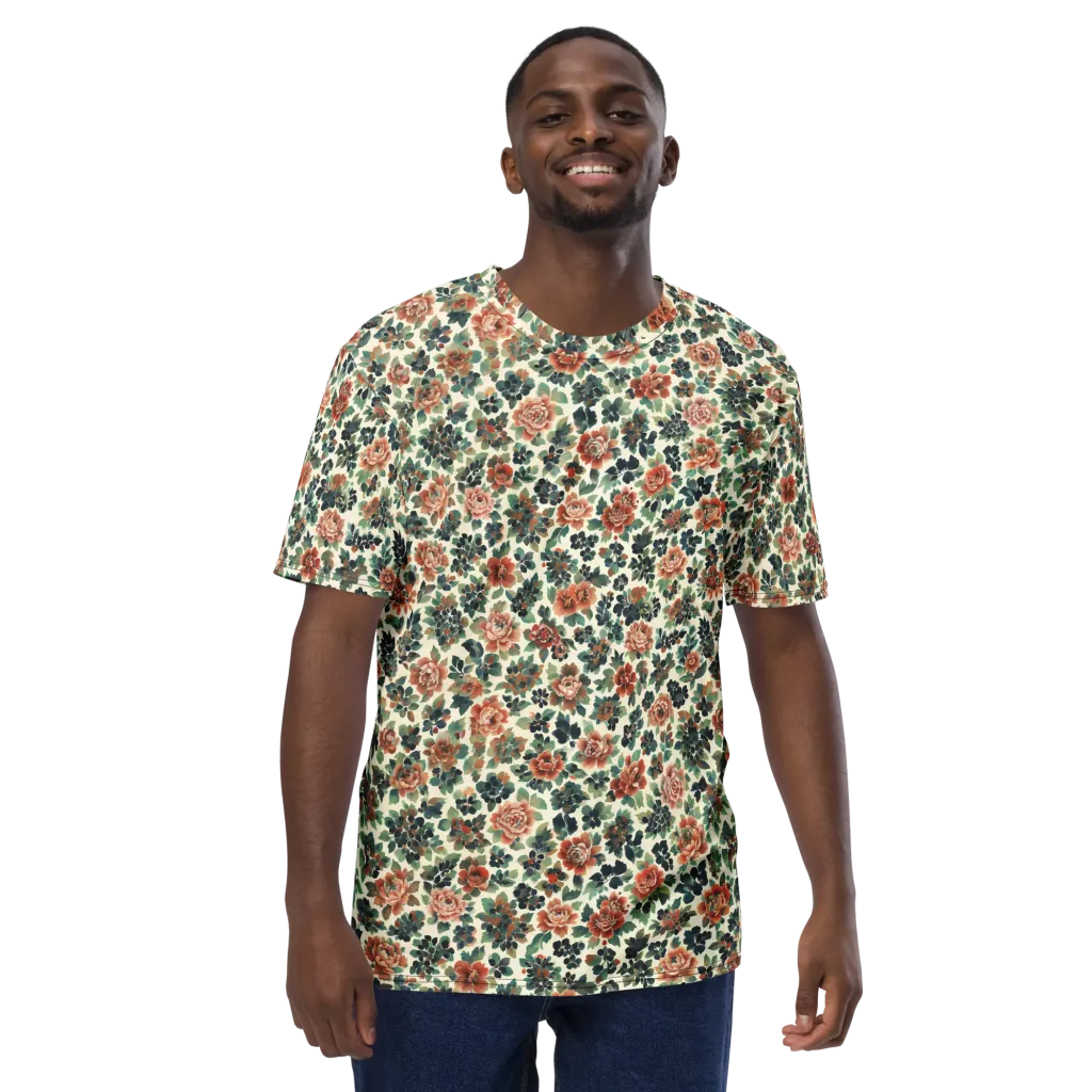 Twilight Rose Garden on Men's Crew Neck T-Shirt — Front