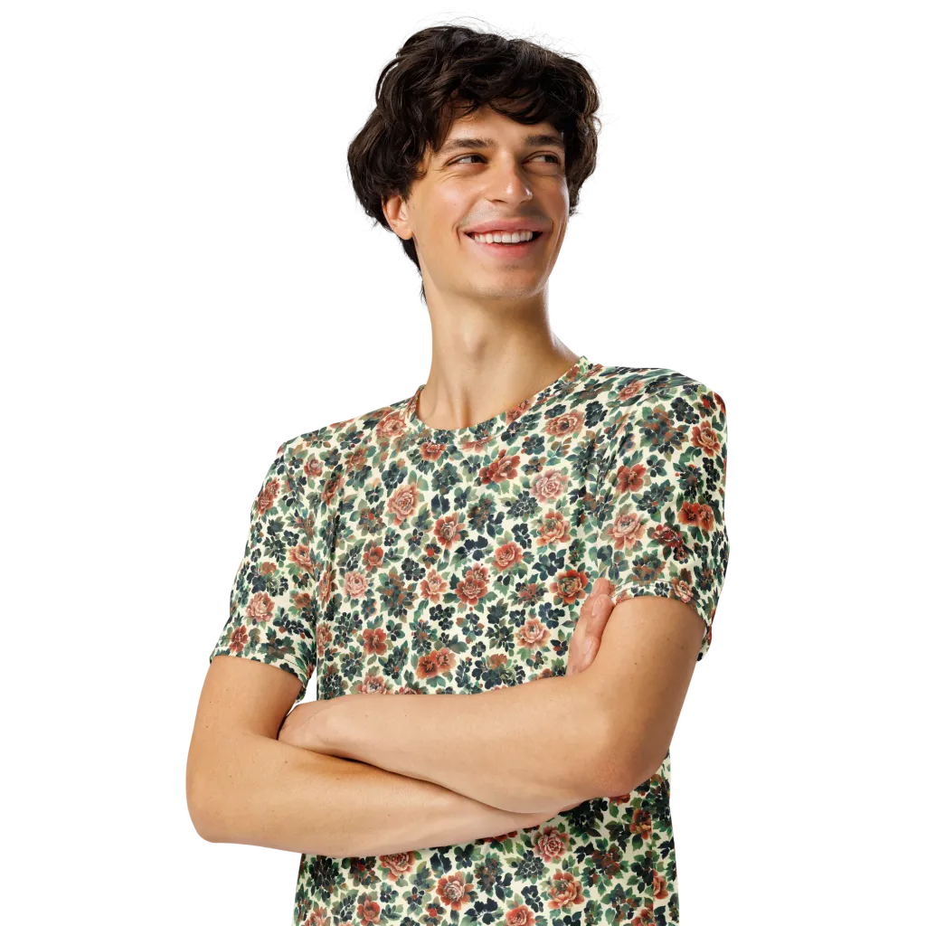 Twilight Rose Garden on Men's Crew Neck T-Shirt — Left Front