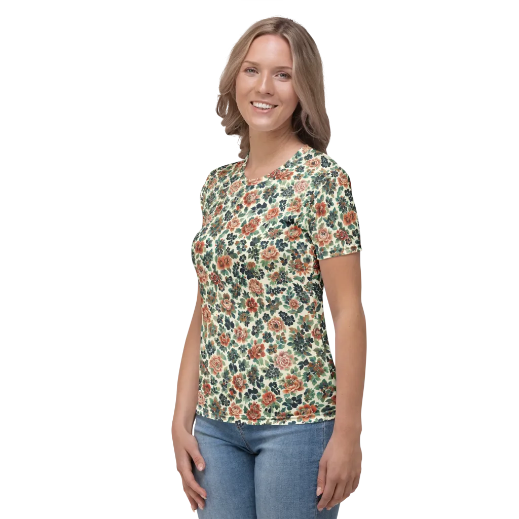 Twilight Rose Garden on Women's Crew Neck T-Shirt — Left