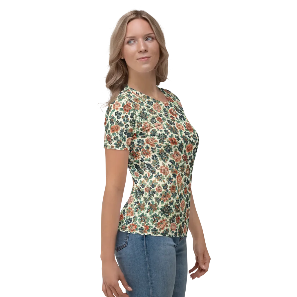 Twilight Rose Garden on Women's Crew Neck T-Shirt — Right
