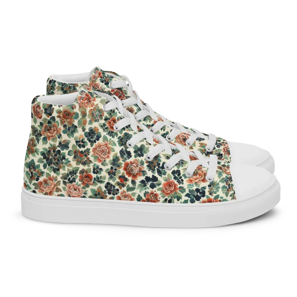 Twilight Rose Garden on Women's High Top Canvas Shoes — Right