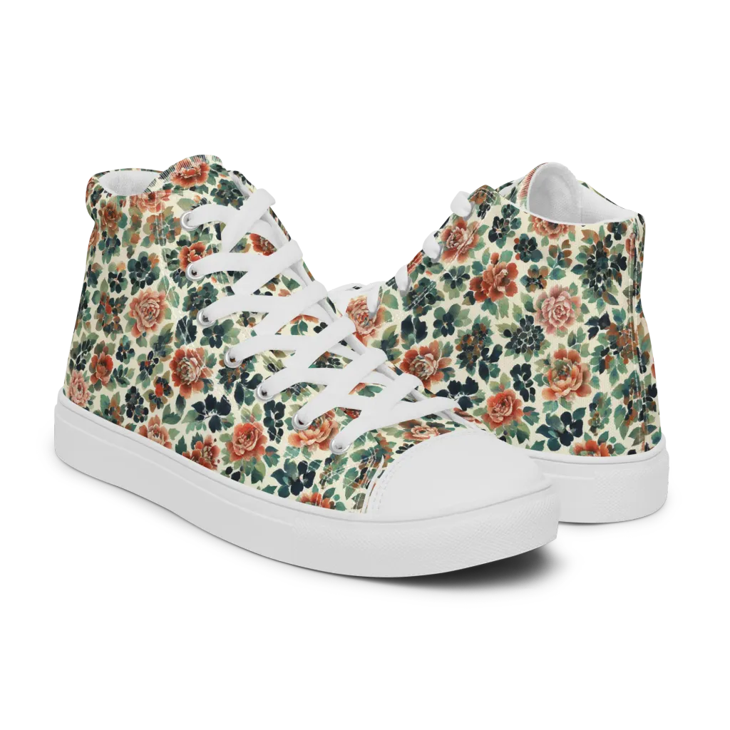 Twilight Rose Garden on Women's High Top Canvas Shoes — Right