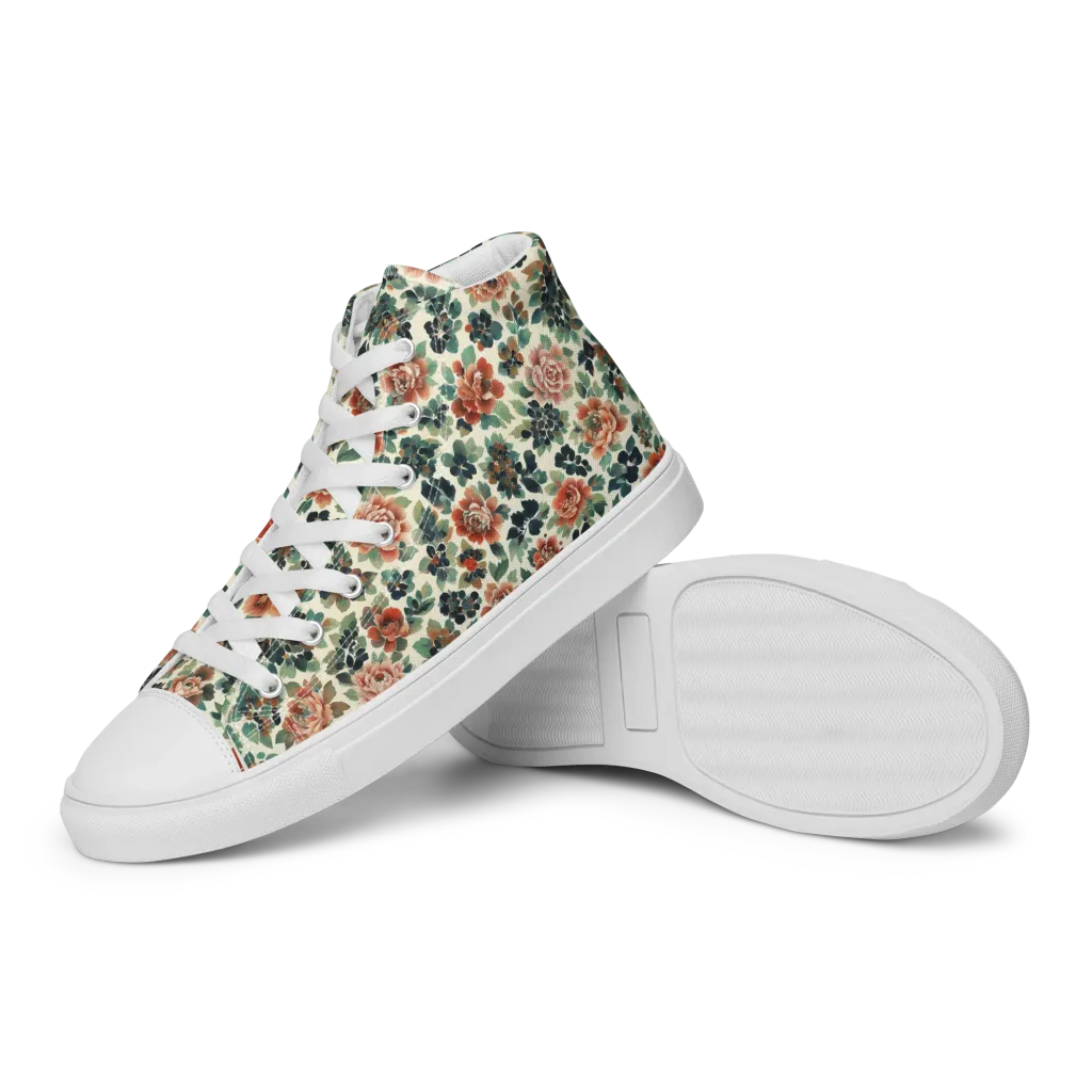 Twilight Rose Garden on Women's High Top Canvas Shoes — Left