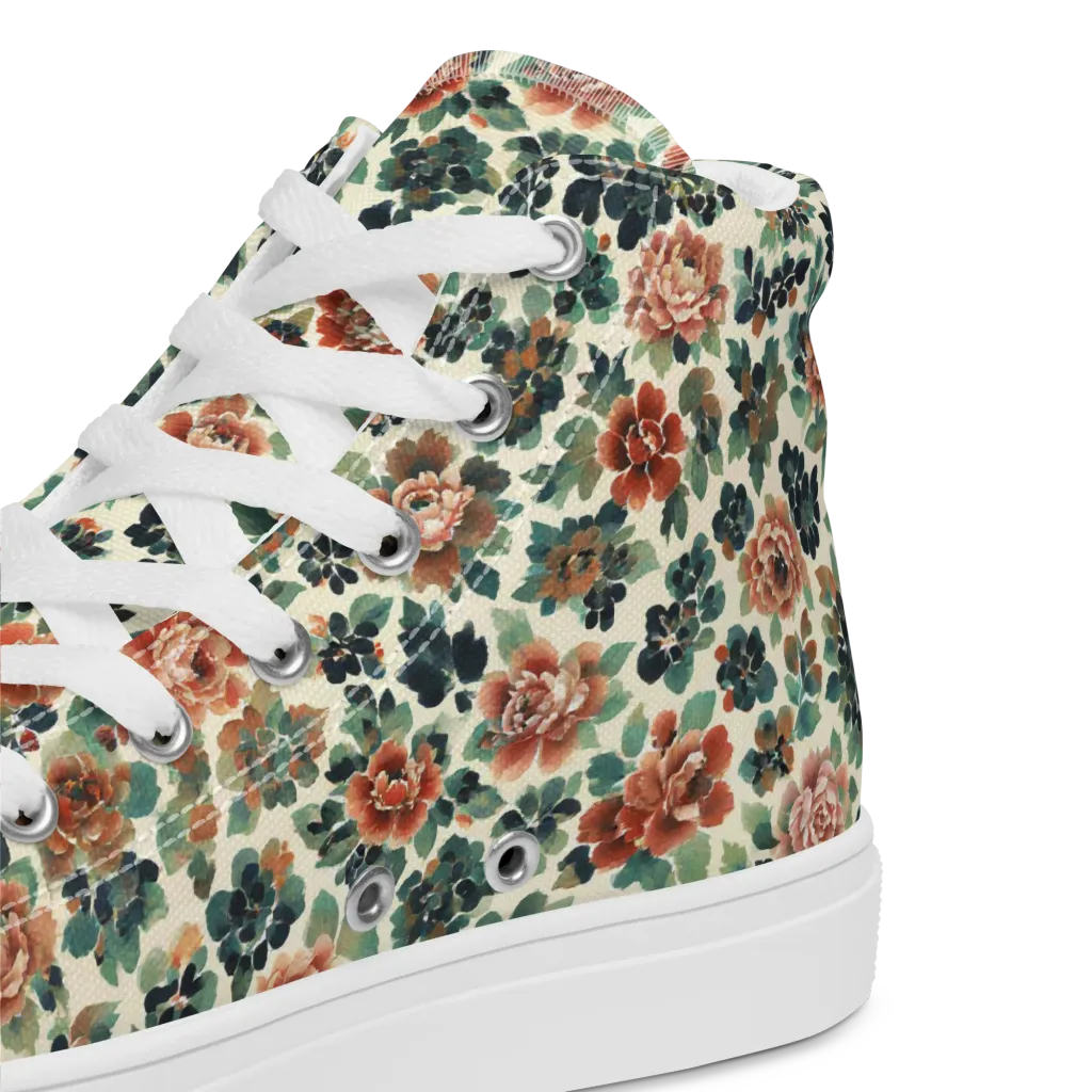 Twilight Rose Garden on Women's High Top Canvas Shoes — Product details 2