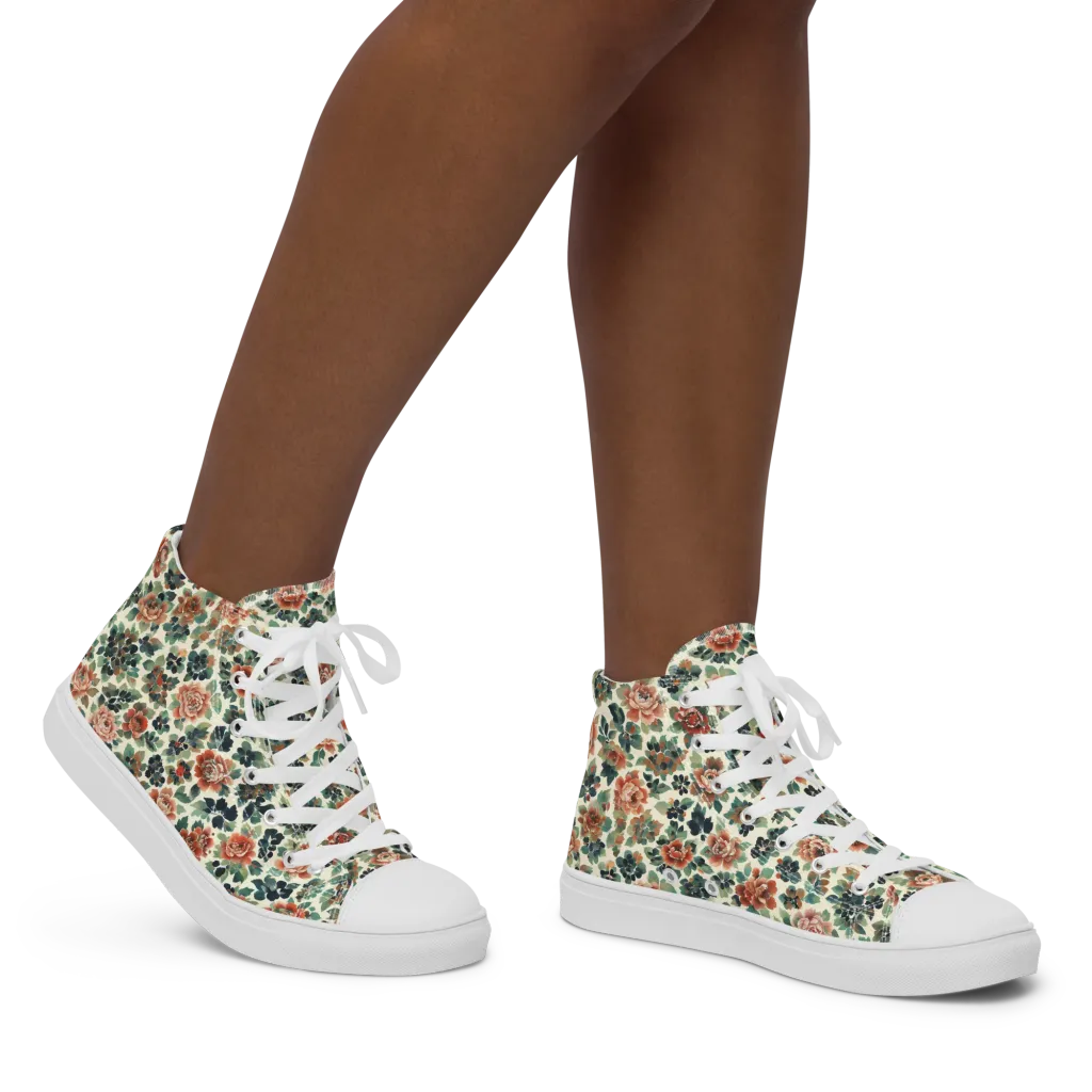 Twilight Rose Garden on Women's High Top Canvas Shoes — Right