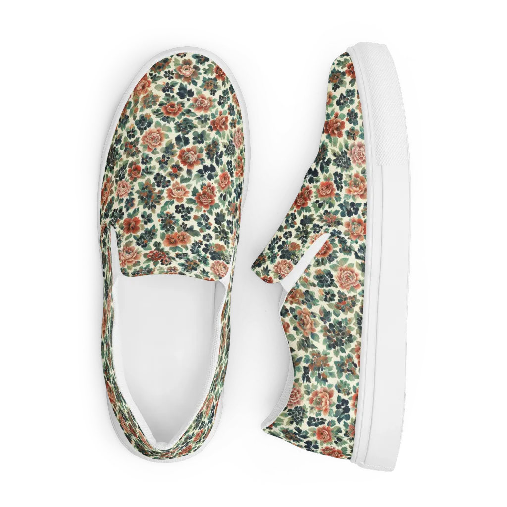 Twilight Rose Garden on Men's Slip-On Canvas Shoes — Front