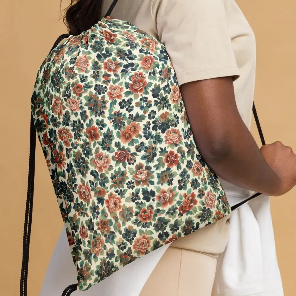 Twilight Rose Garden on Drawstring Bag — Front