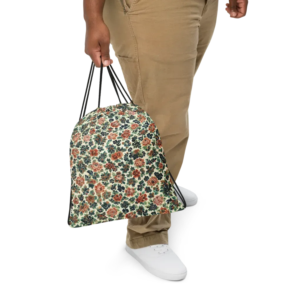 Twilight Rose Garden on Drawstring Bag — Front