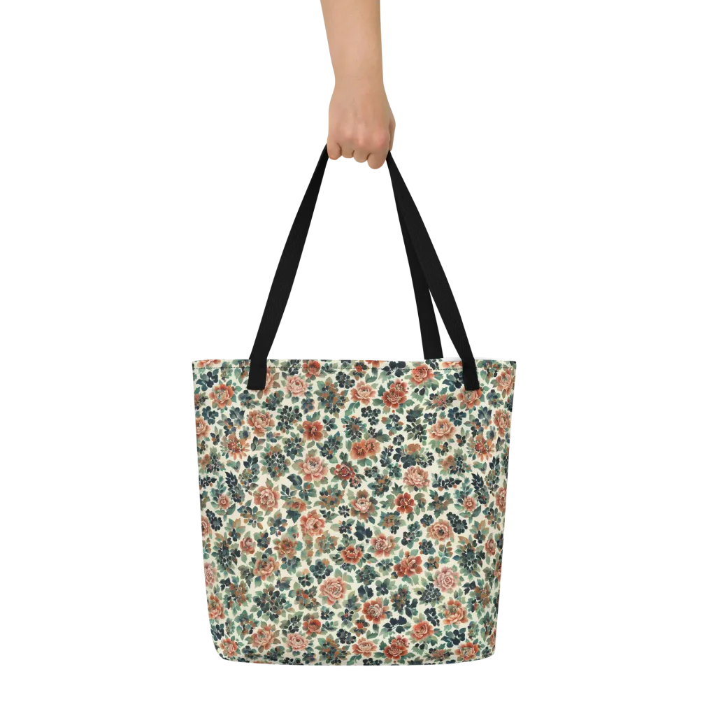Twilight Rose Garden on Large Tote Bag W/ Pocket — Front