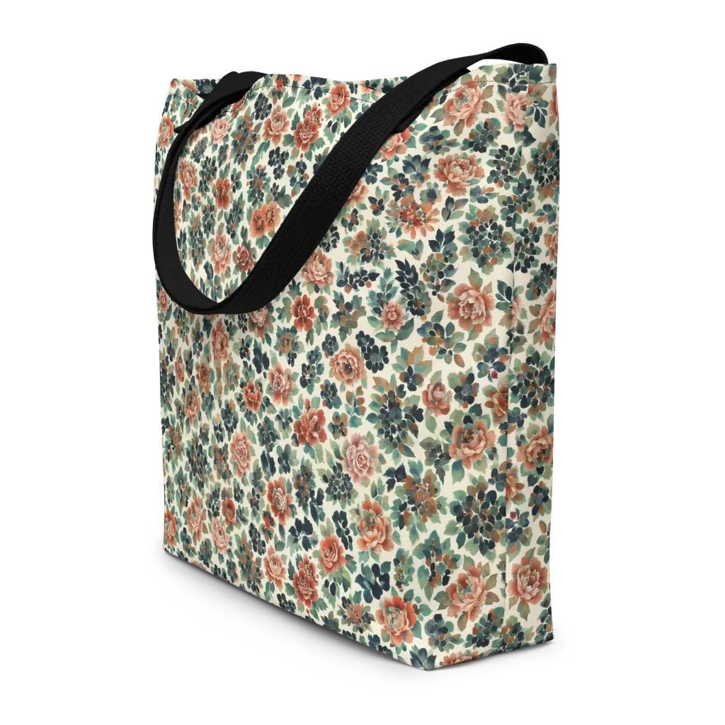 Twilight Rose Garden on Large Tote Bag W/ Pocket — Front