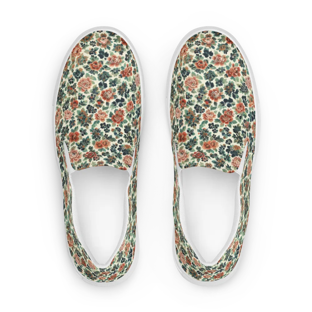 Twilight Rose Garden on Women's Slip-On Canvas Shoes — Front
