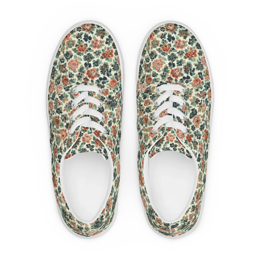 Twilight Rose Garden on Men's Lace-Up Canvas Shoes — Front