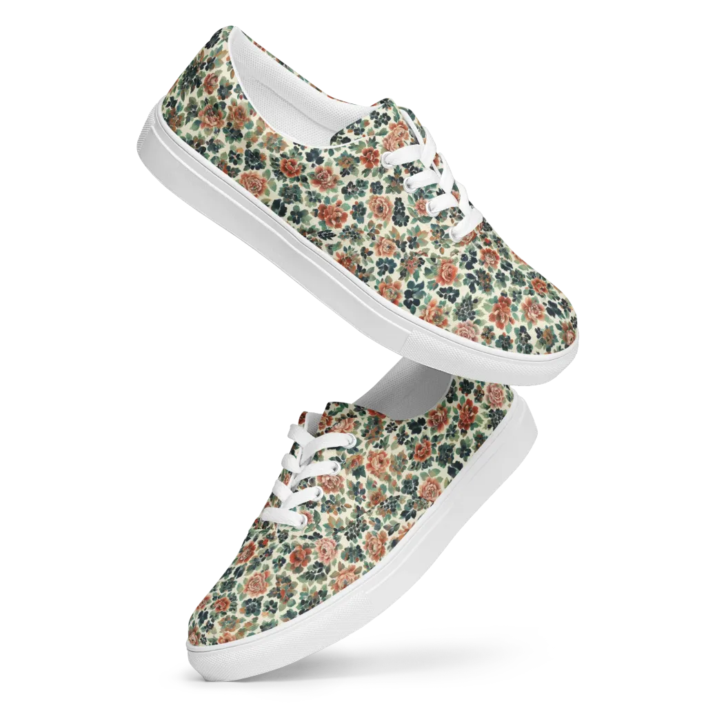 Twilight Rose Garden on Men's Lace-Up Canvas Shoes — Front