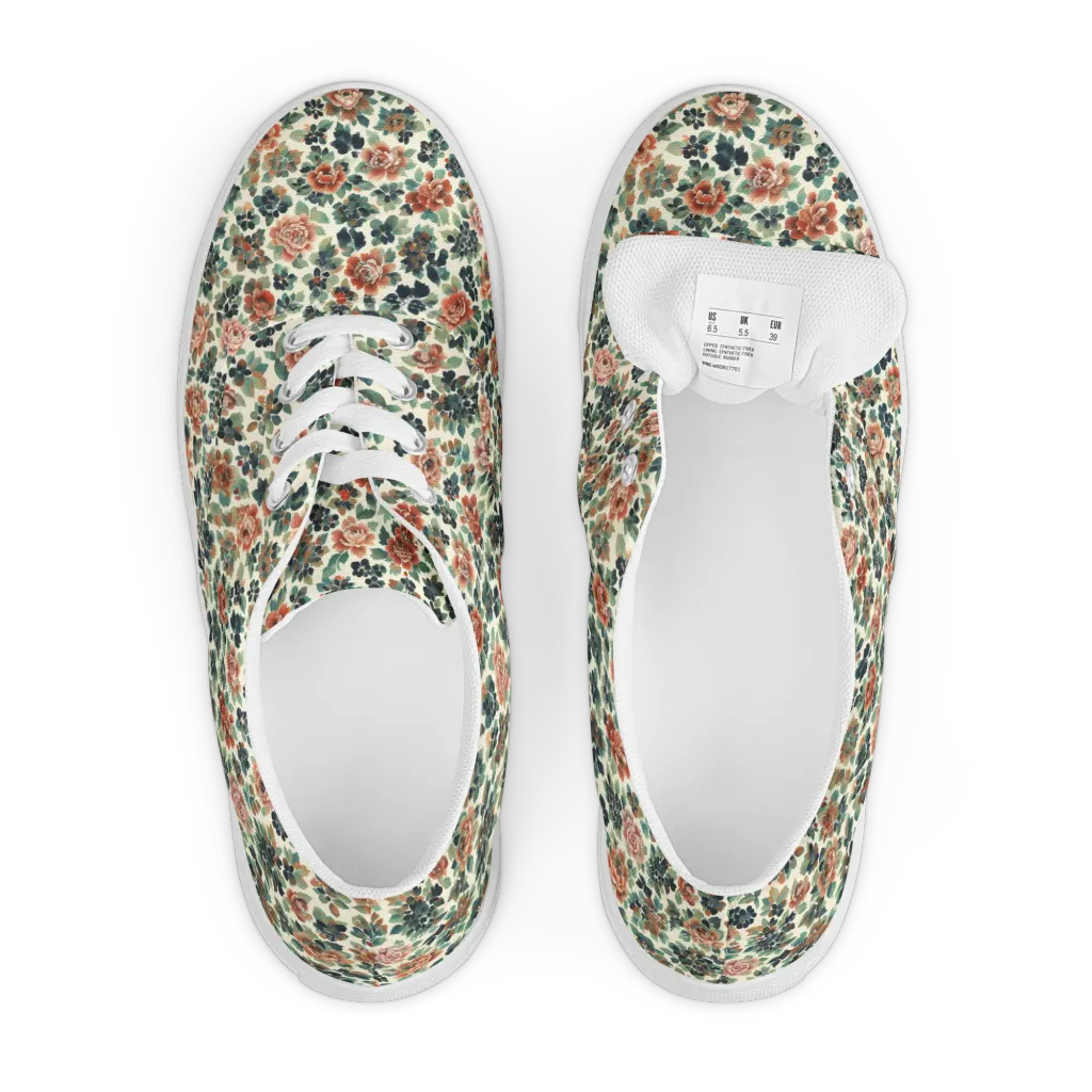 Twilight Rose Garden on Men's Lace-Up Canvas Shoes — Front