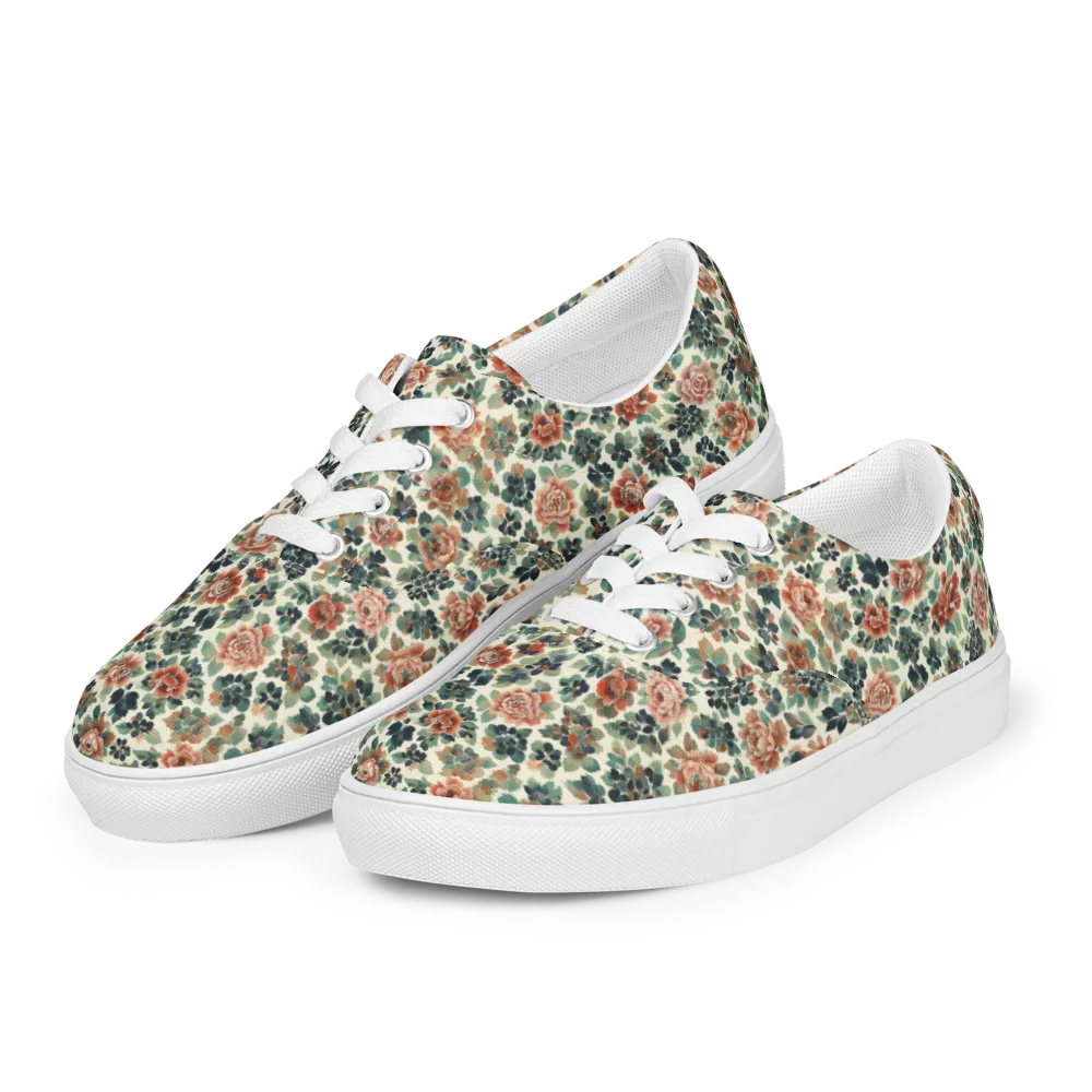 Twilight Rose Garden on Men's Lace-Up Canvas Shoes — Left Front