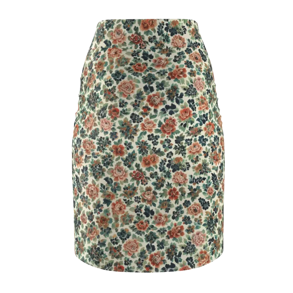 Twilight Rose Garden on Pencil Skirt — Back