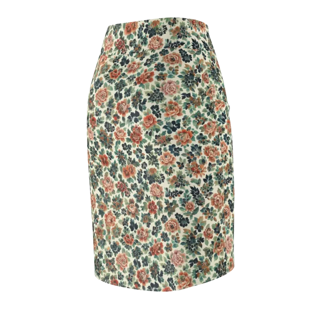 Twilight Rose Garden on Pencil Skirt — Back Side