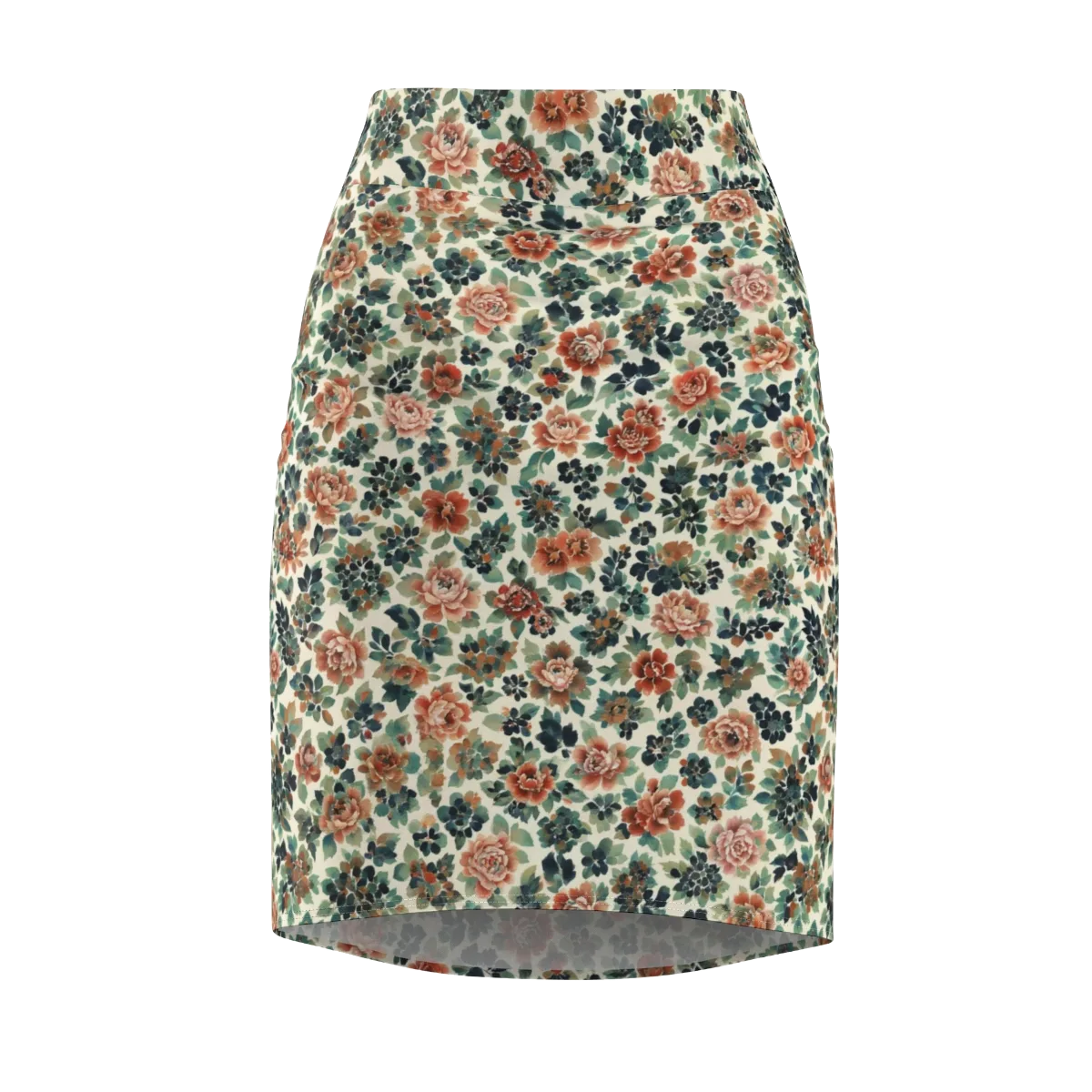 Twilight Rose Garden on Pencil Skirt — Front