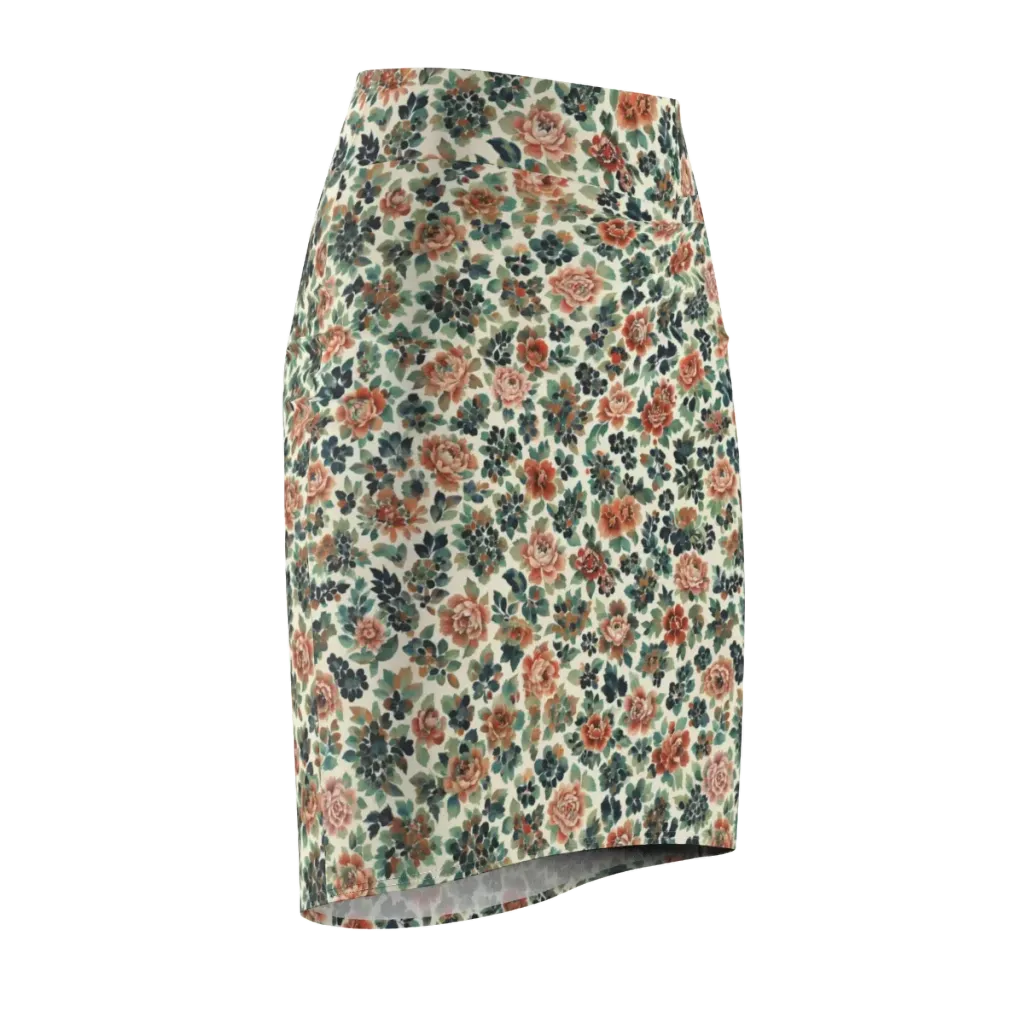 Twilight Rose Garden on Pencil Skirt — Front Side