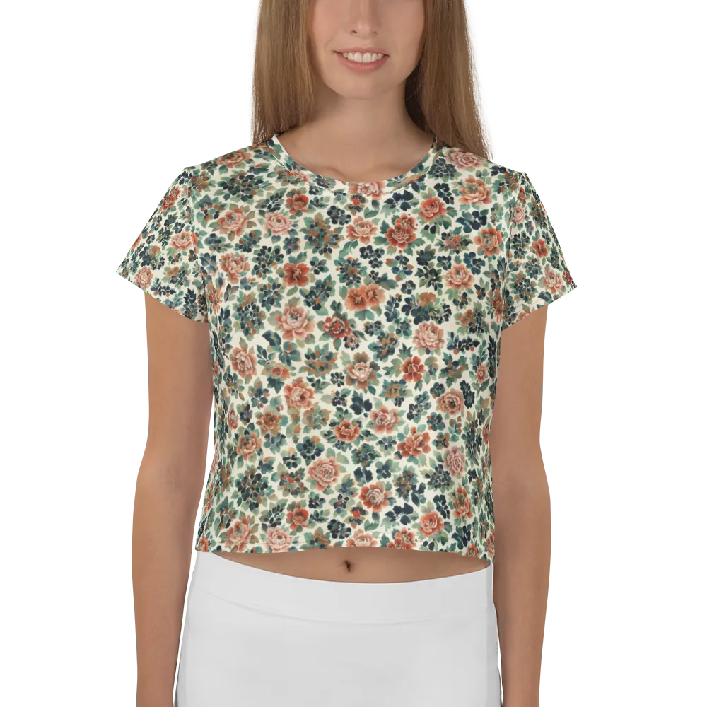 Twilight Rose Garden on Crop Tee — Front
