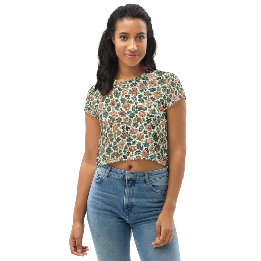 Twilight Rose Garden on a Crop Tee