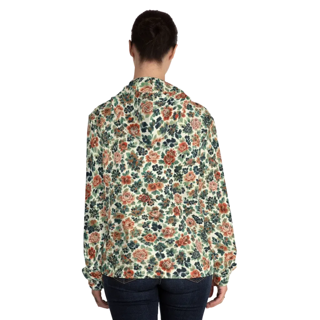 Twilight Rose Garden on Women's Full-Zip Hoodie — Back On Person