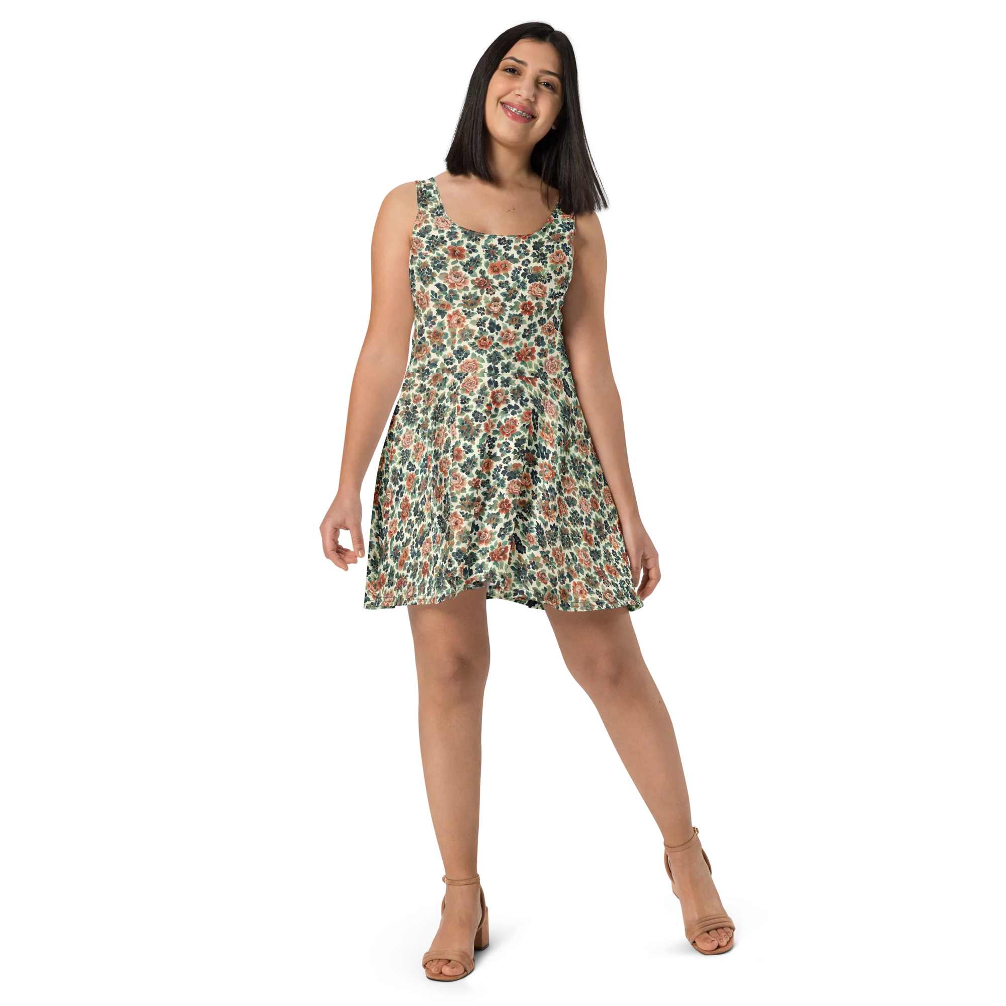 Twilight Rose Garden on Skater Dress — Front