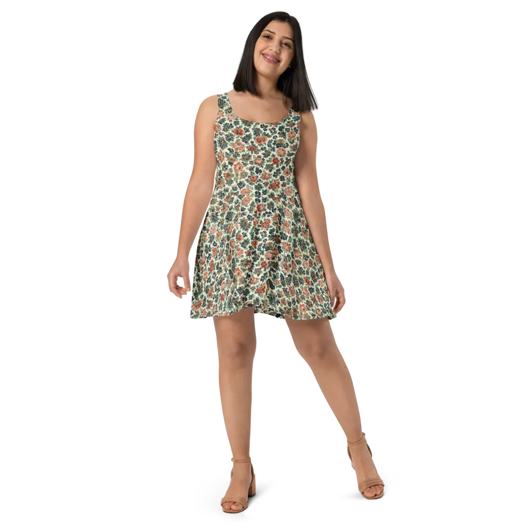 Twilight Rose Garden on Skater Dress — Front