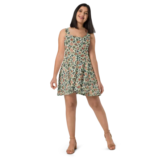 Twilight Rose Garden on a Skater Dress