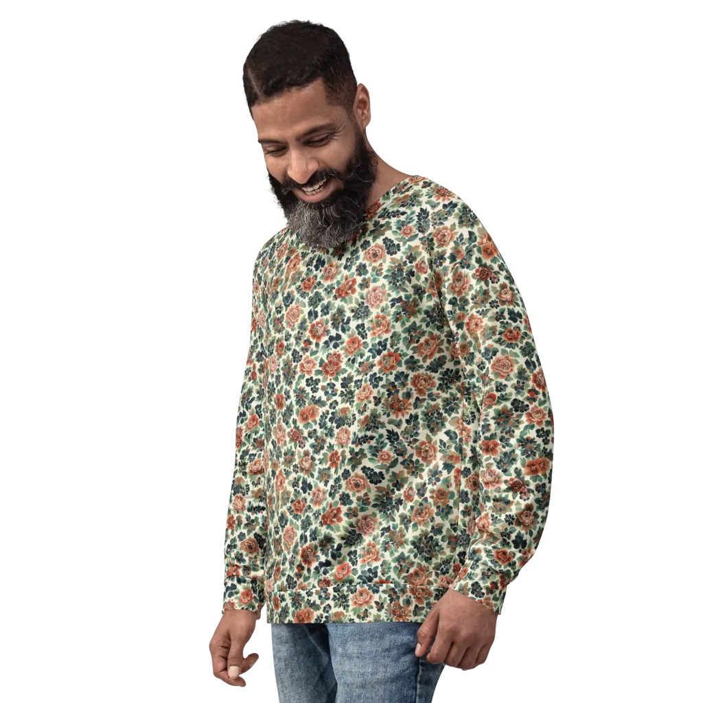 Twilight Rose Garden on Sweatshirt — Left Front