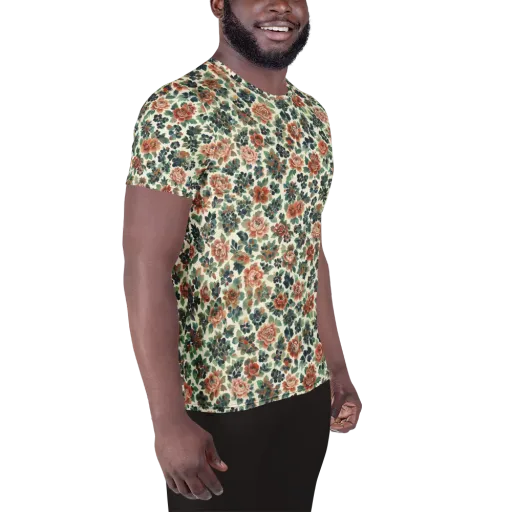 Twilight Rose Garden on a Men's Athletic T-Shirt