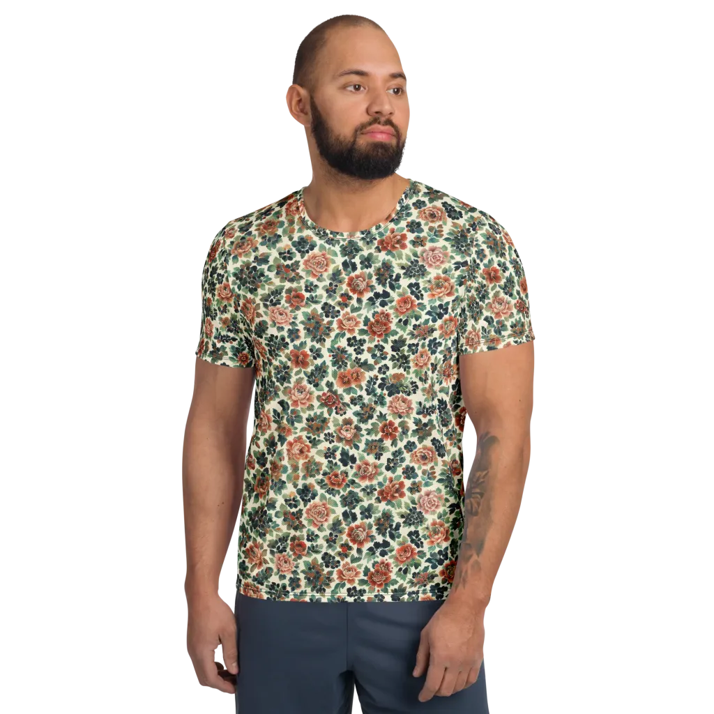 Twilight Rose Garden on Men's Athletic T-Shirt — Front