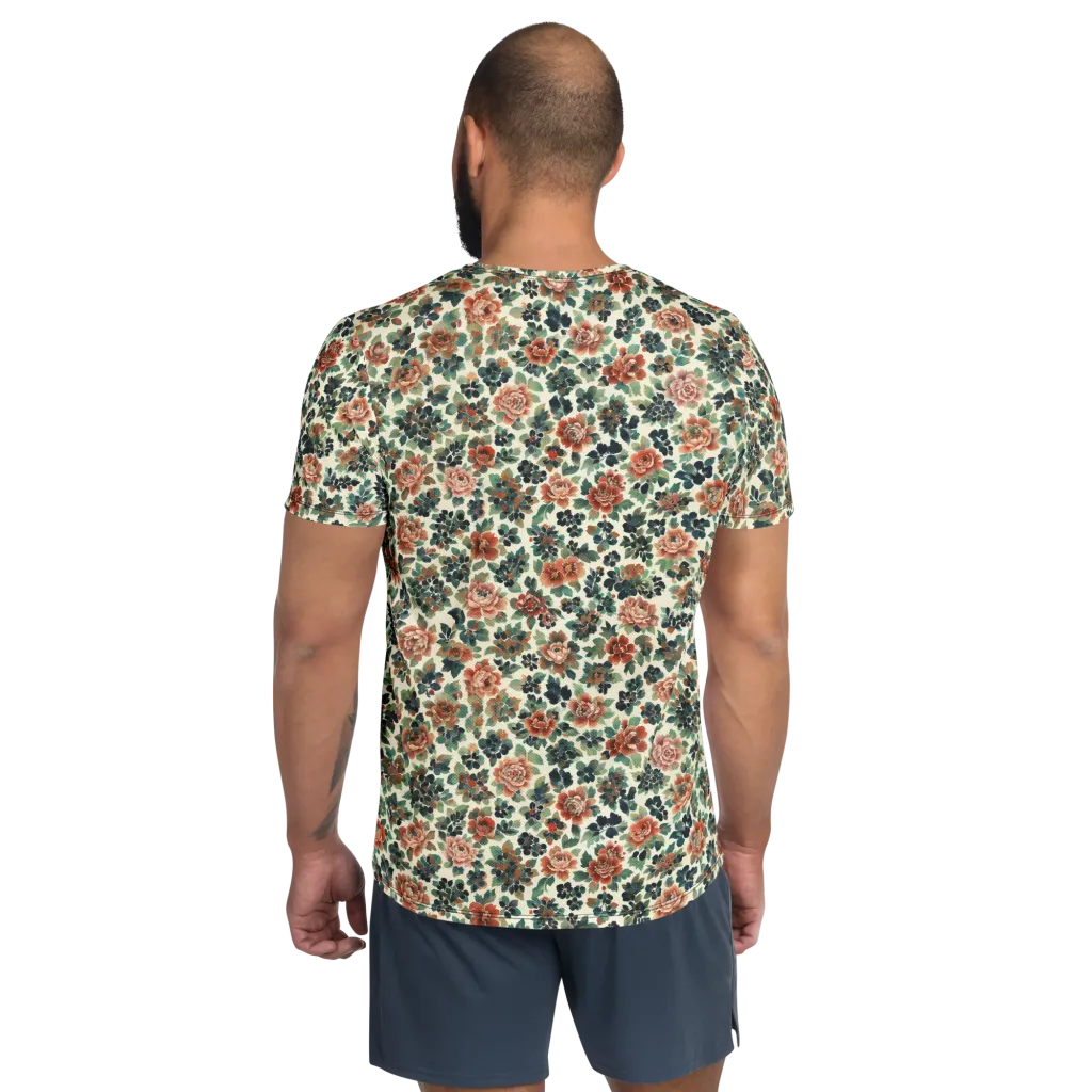 Twilight Rose Garden on Men's Athletic T-Shirt — Back