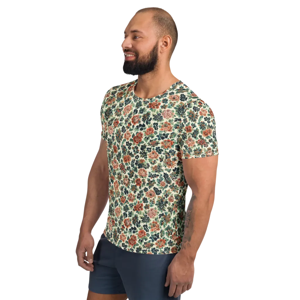 Twilight Rose Garden on Men's Athletic T-Shirt — Left