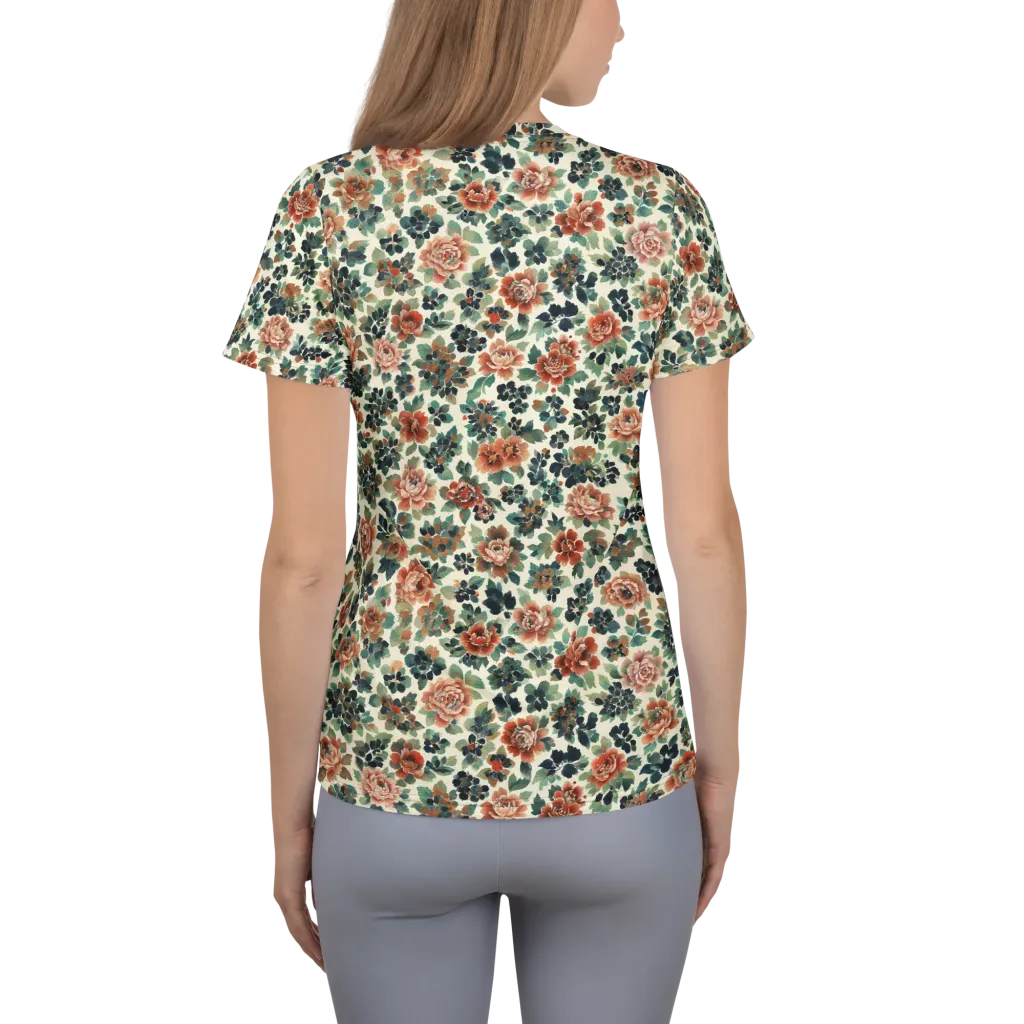 Twilight Rose Garden on Women's Athletic T-Shirt — Back