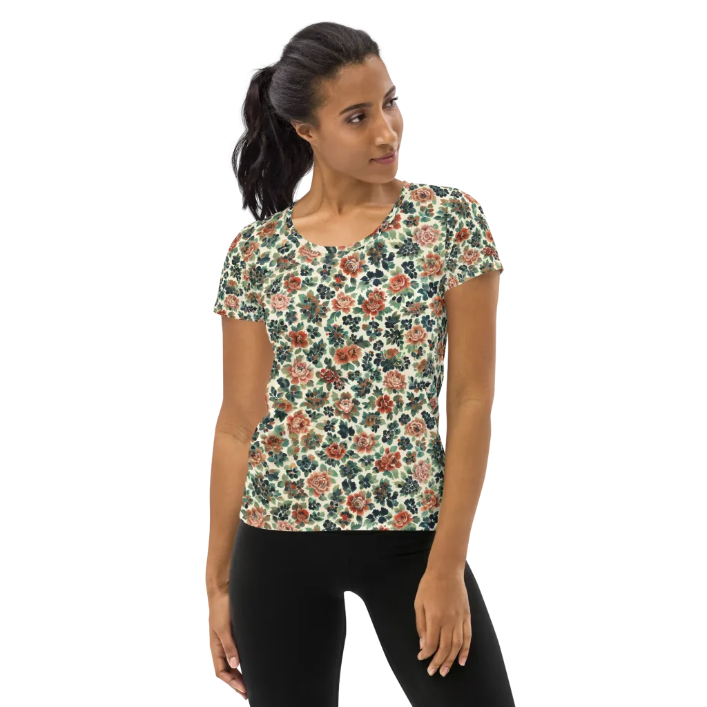 Twilight Rose Garden on Women's Athletic T-Shirt — Front