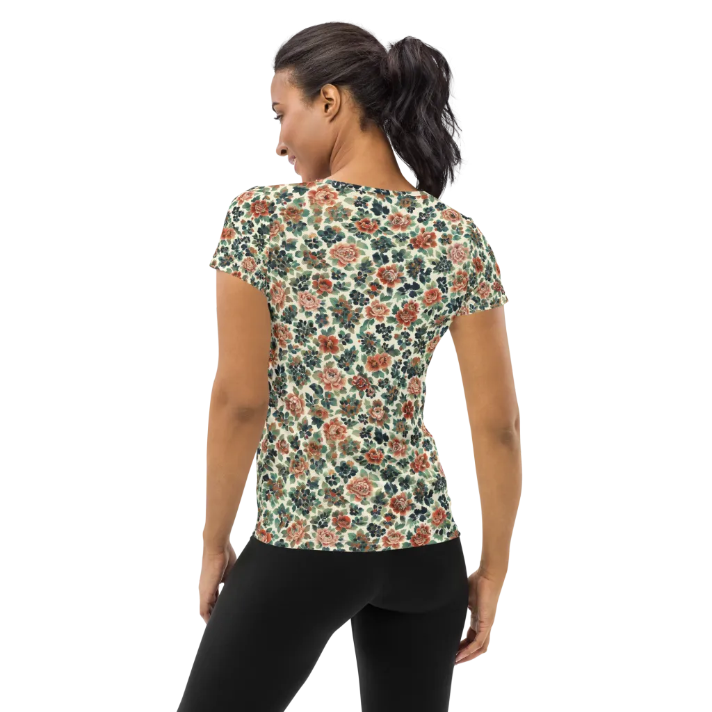 Twilight Rose Garden on Women's Athletic T-Shirt — Back