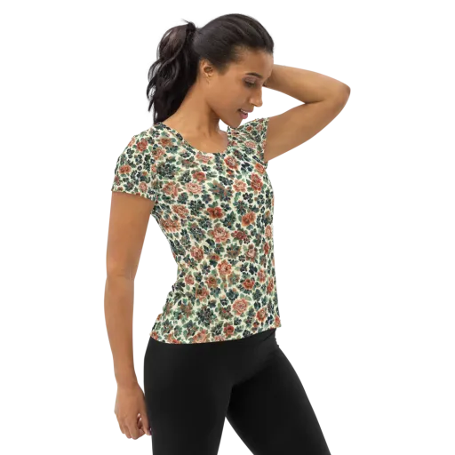 Twilight Rose Garden on a Women's Athletic T-Shirt
