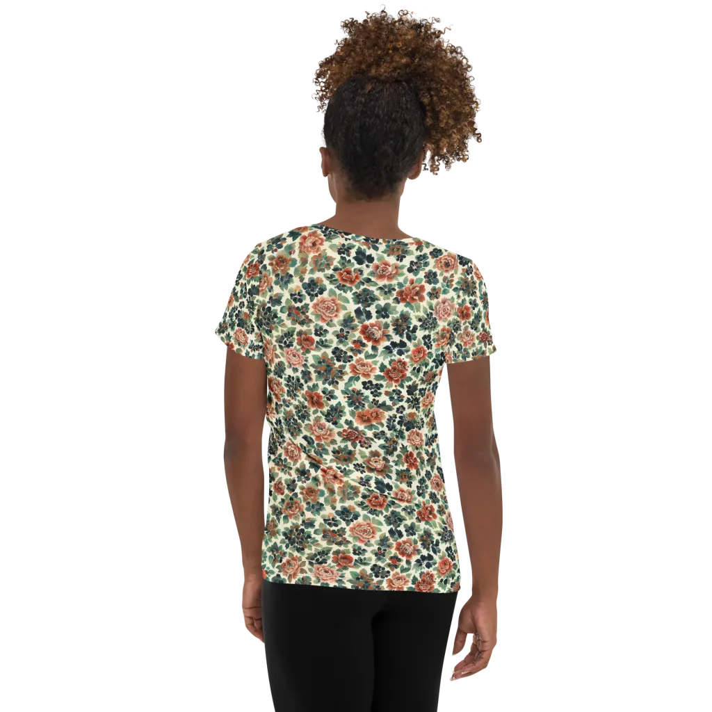 Twilight Rose Garden on Women's Athletic T-Shirt — Back