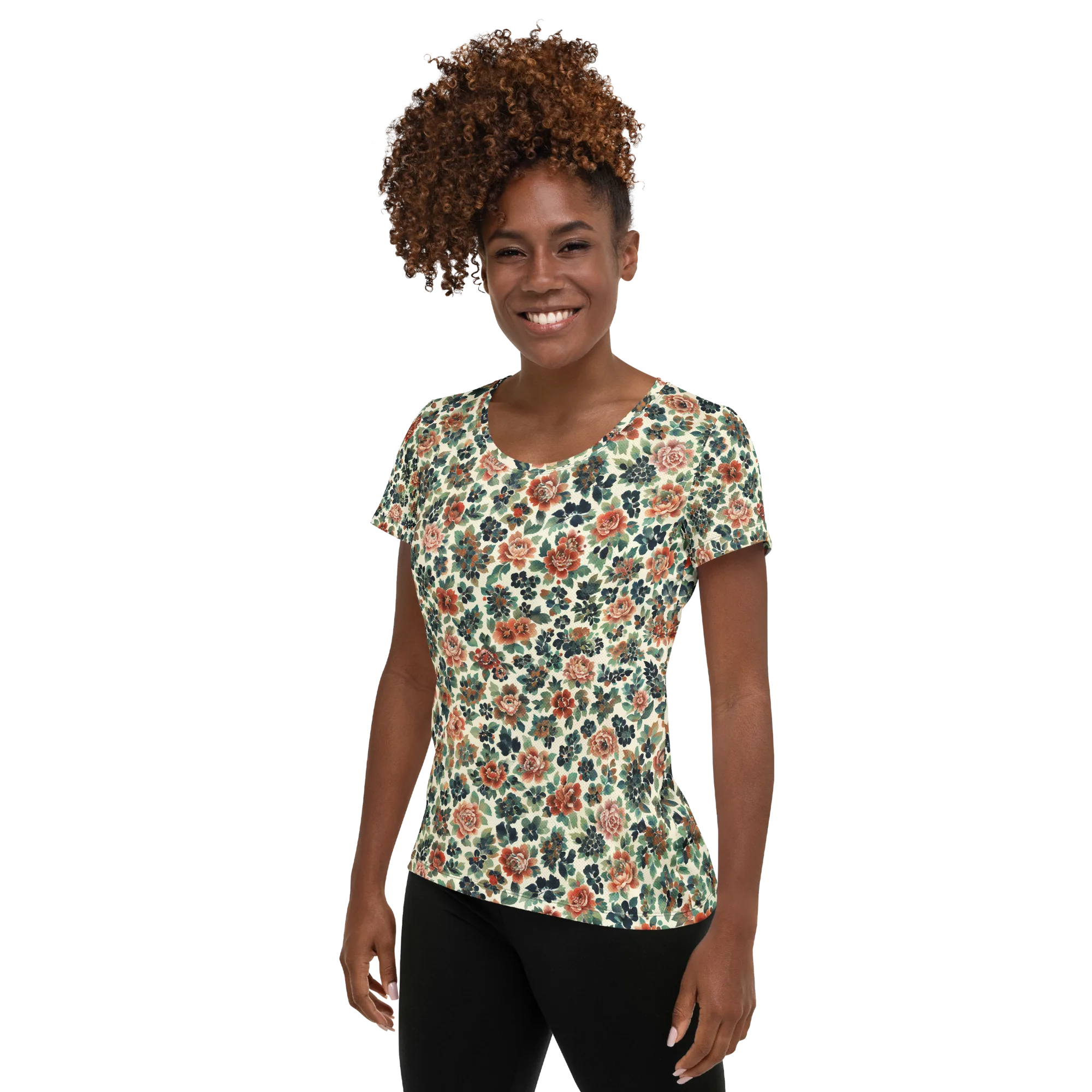 Twilight Rose Garden on Women's Athletic T-Shirt — Left