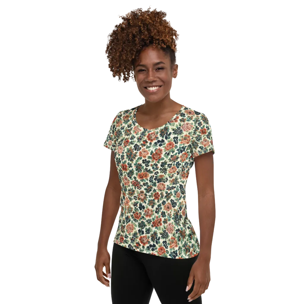 Twilight Rose Garden on Women's Athletic T-Shirt — Left