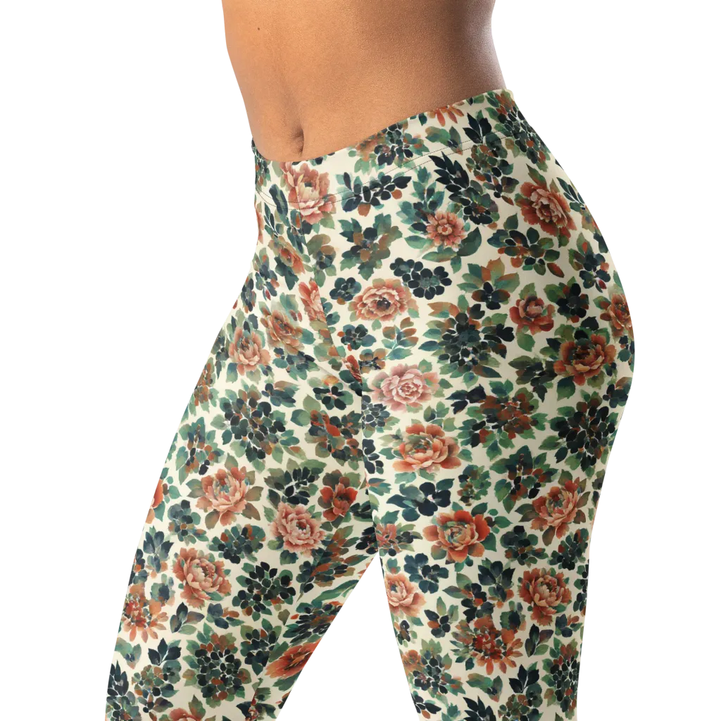 Twilight Rose Garden on Leggings — Left Front