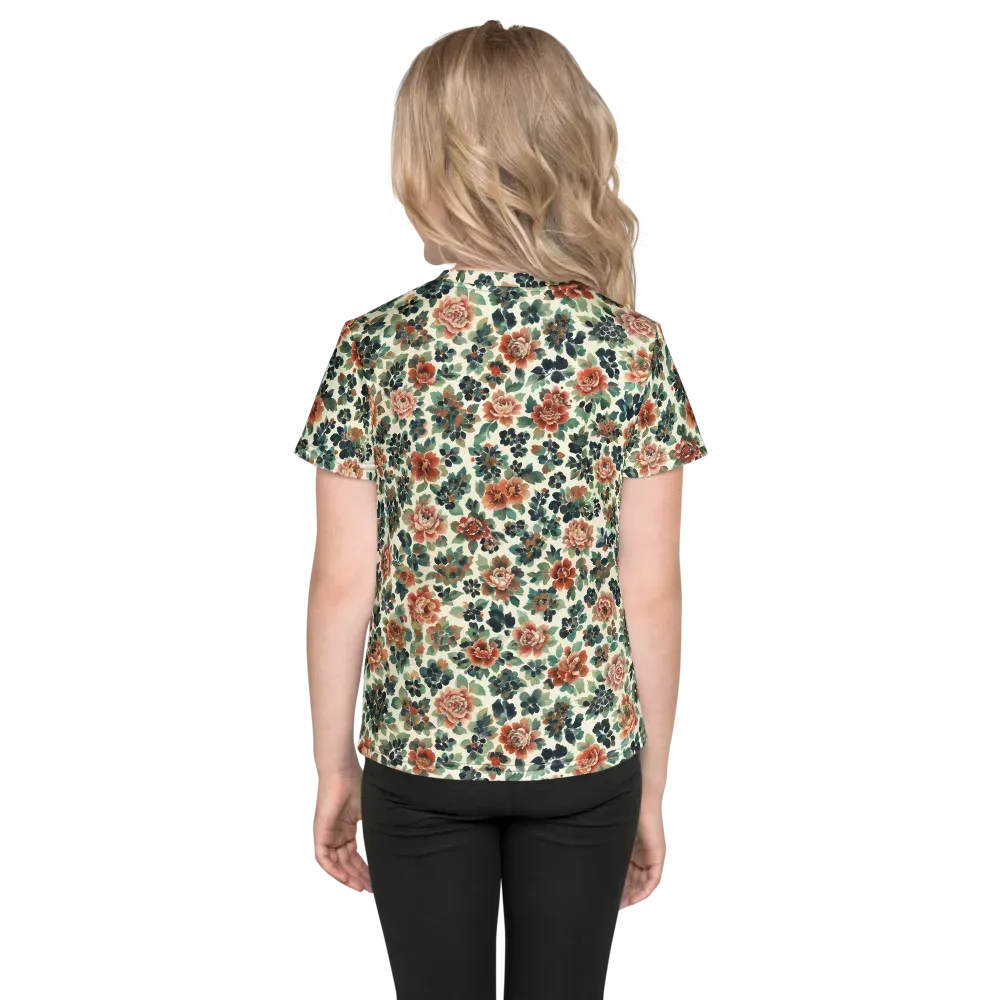 Twilight Rose Garden on Kids Crew Neck T-Shirt — Back