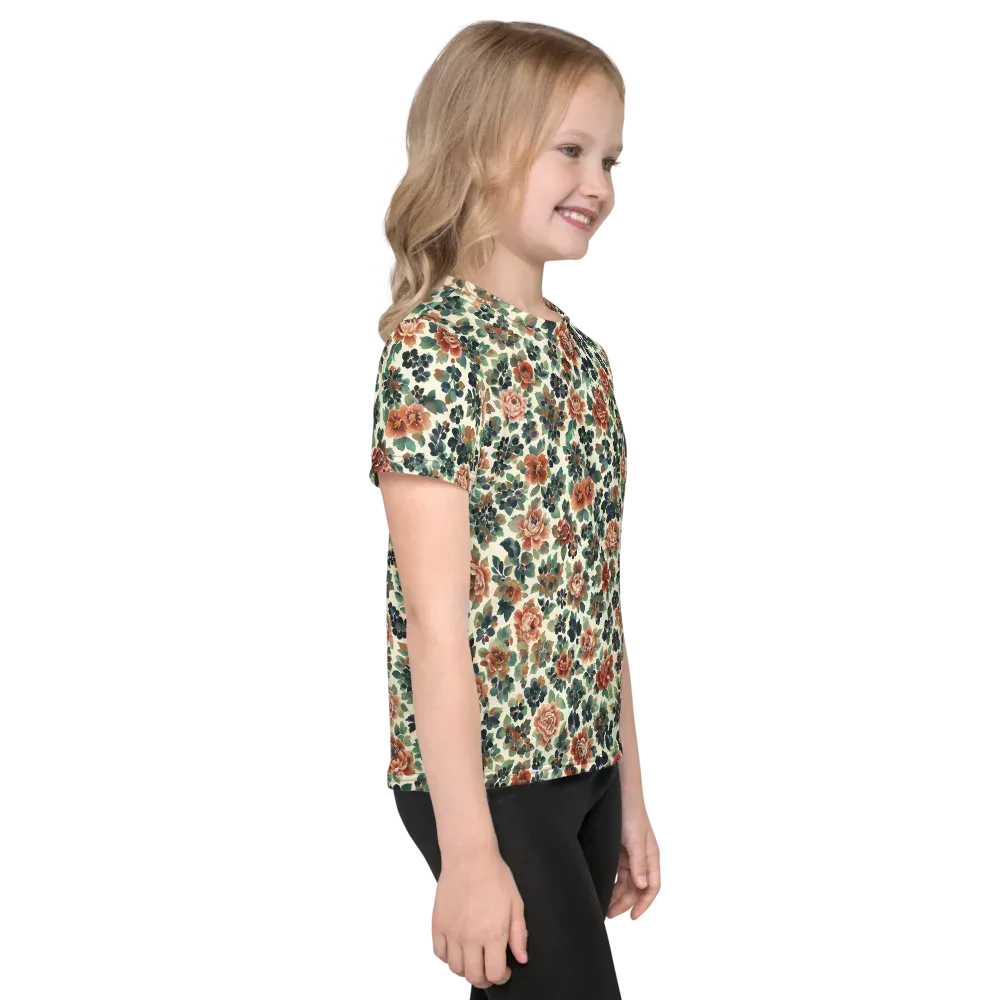 Twilight Rose Garden on Kids Crew Neck T-Shirt — Right
