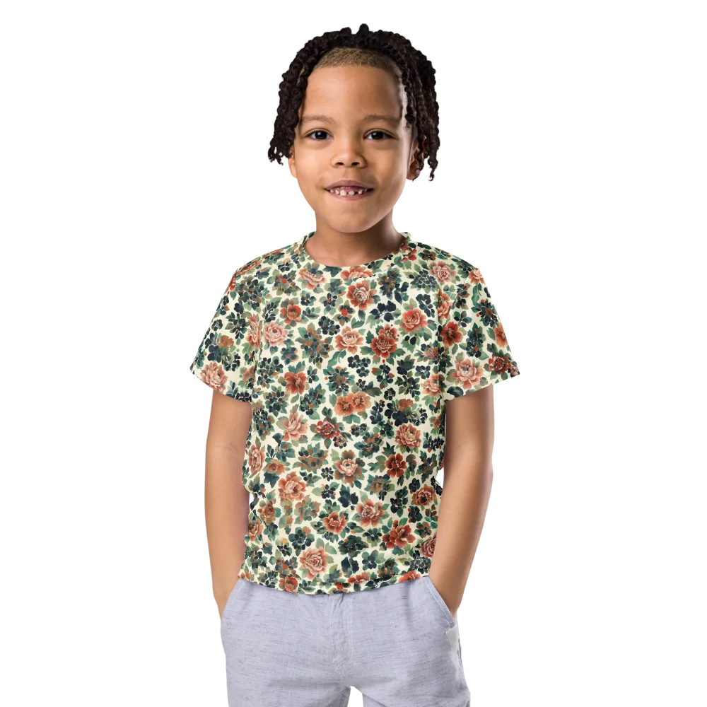 Twilight Rose Garden on Kids Crew Neck T-Shirt — Front