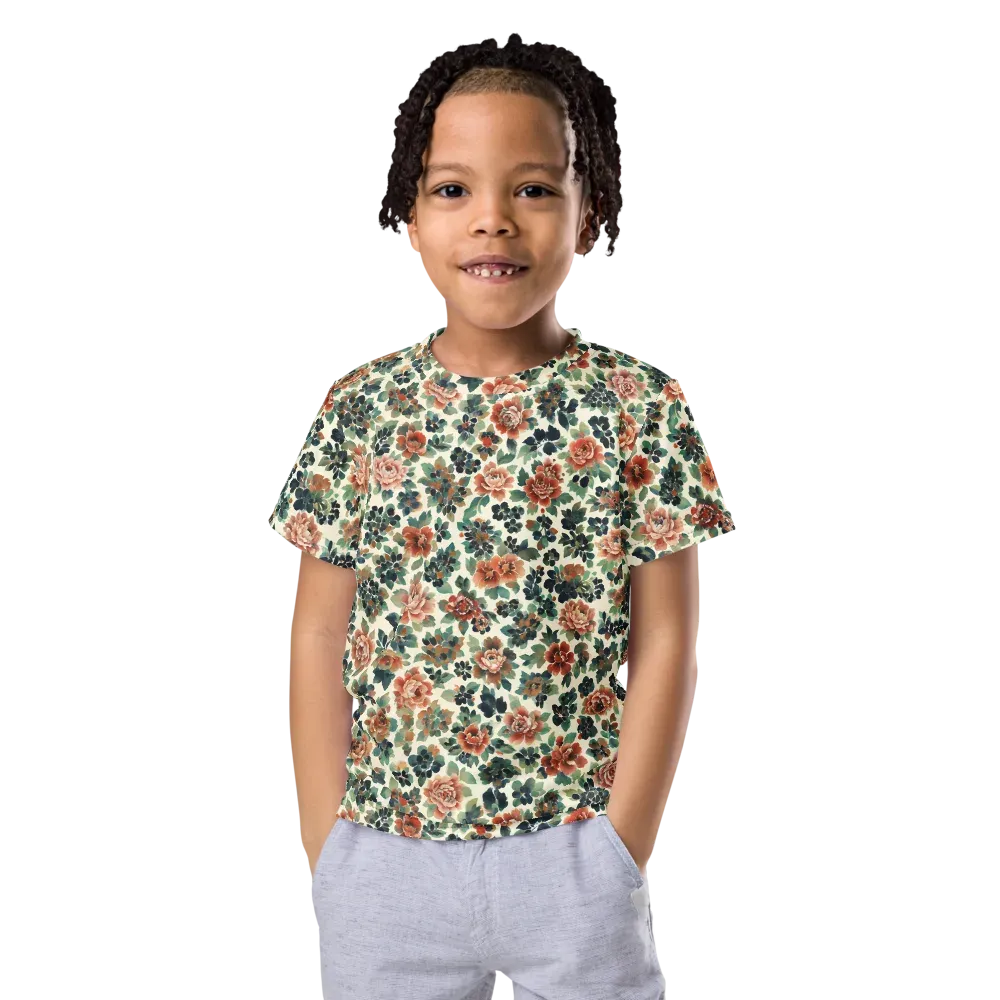 Twilight Rose Garden on Kids Crew Neck T-Shirt — Front