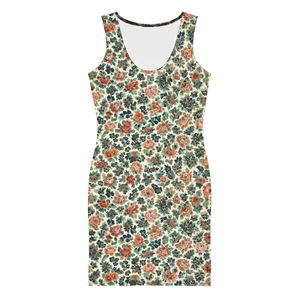 Twilight Rose Garden on Bodycon Dress — Front