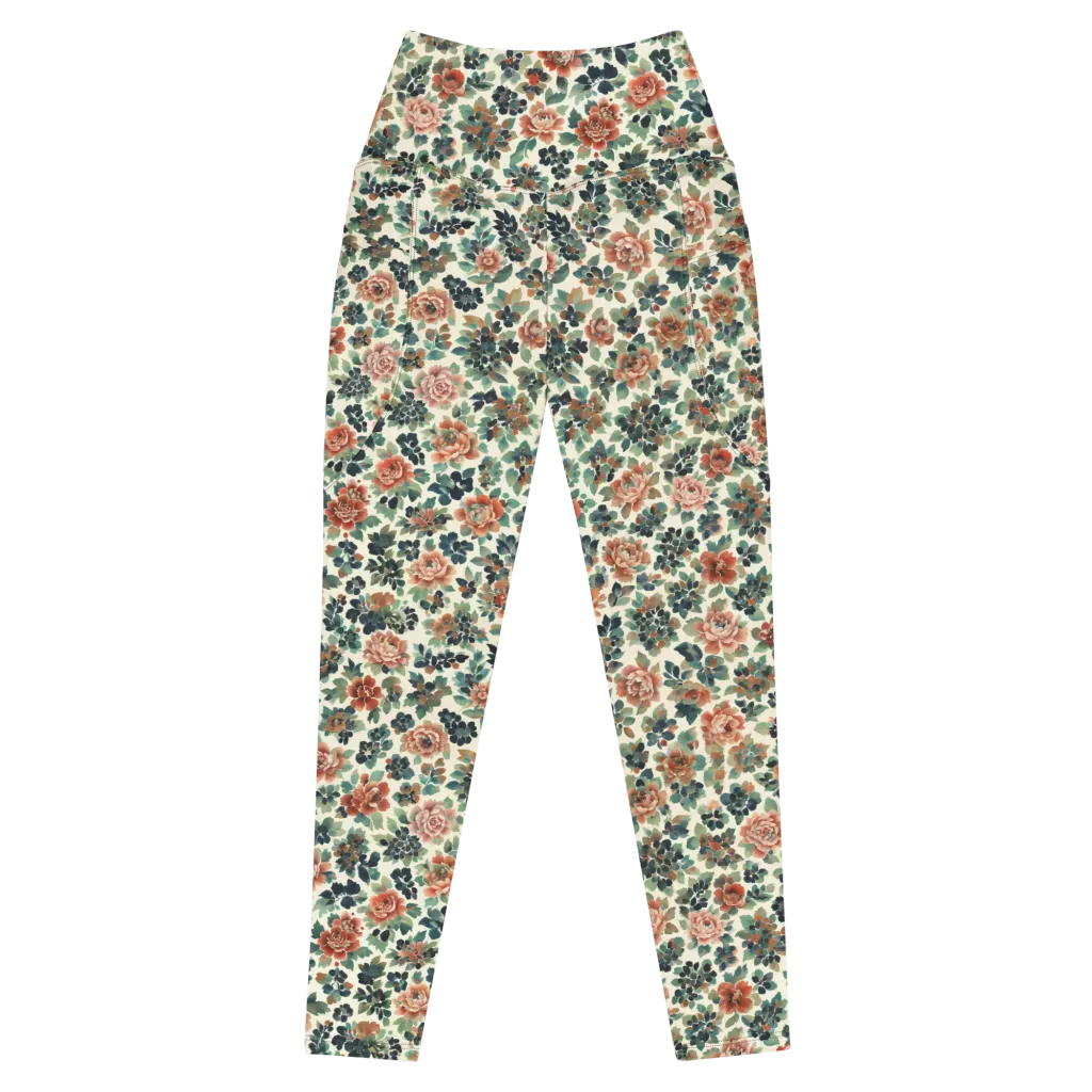 Twilight Rose Garden on Leggings with Pockets — Front